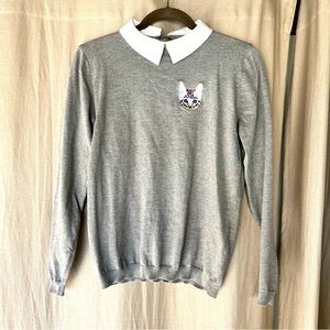 GSX Collegiate style Sweater with Embroidered Cat